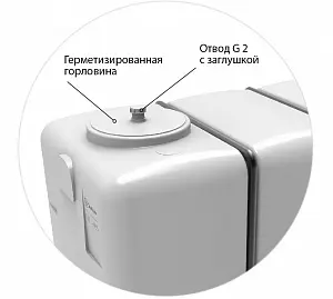 Пластиковая емкость ЭкоПром KR 4000 с 2 патрубками 90 и 63 мм для транспортировки (Белый) 3